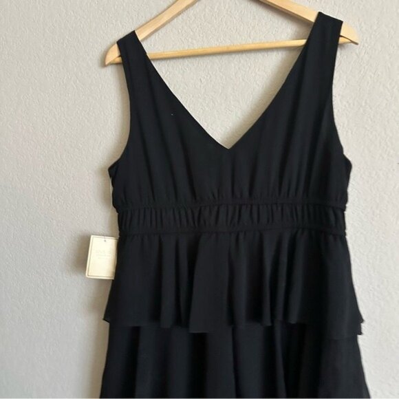 Vintage Y2K Whimsigoth Elegant Black Tiered Ruffle Dress Size 14 NWT - Picture 7 of 11